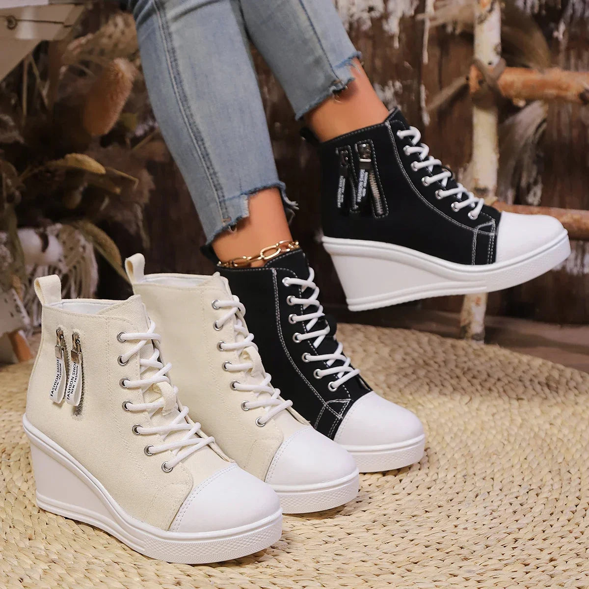 LYZANE | Elegant wedge sneaker with zip and hidden heel 4