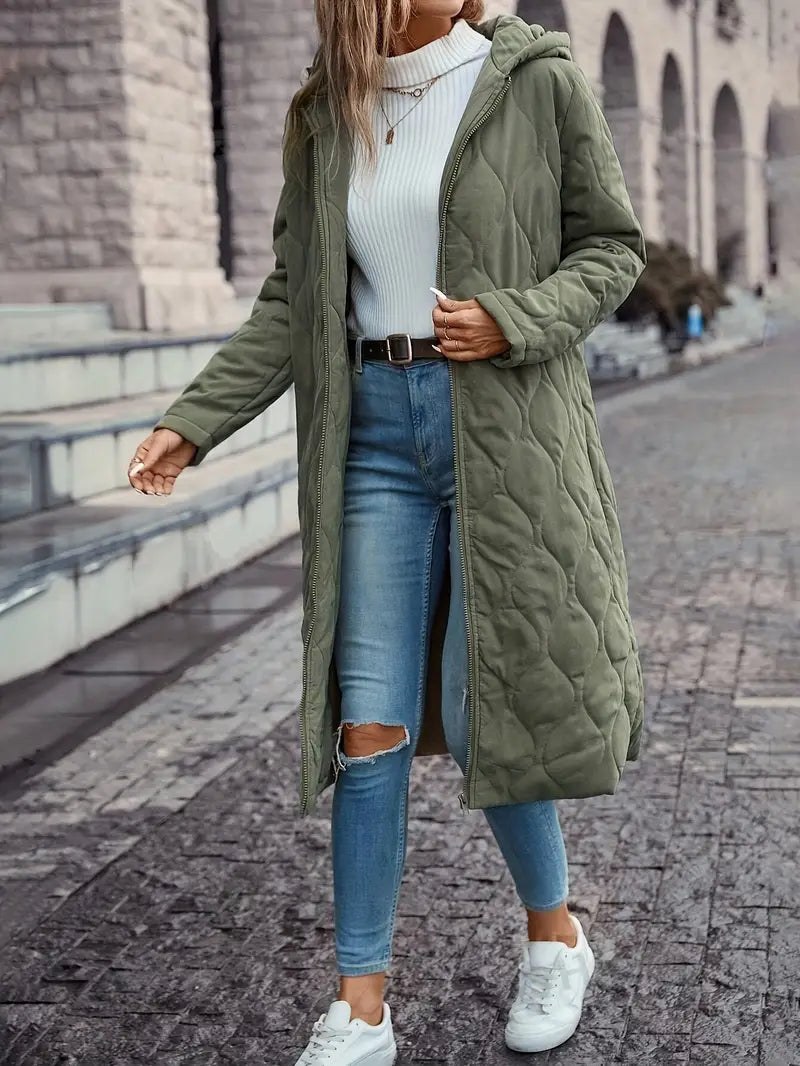Léonie Women's Trench Coat | Padded, Black Long Women's Trench Coat 3