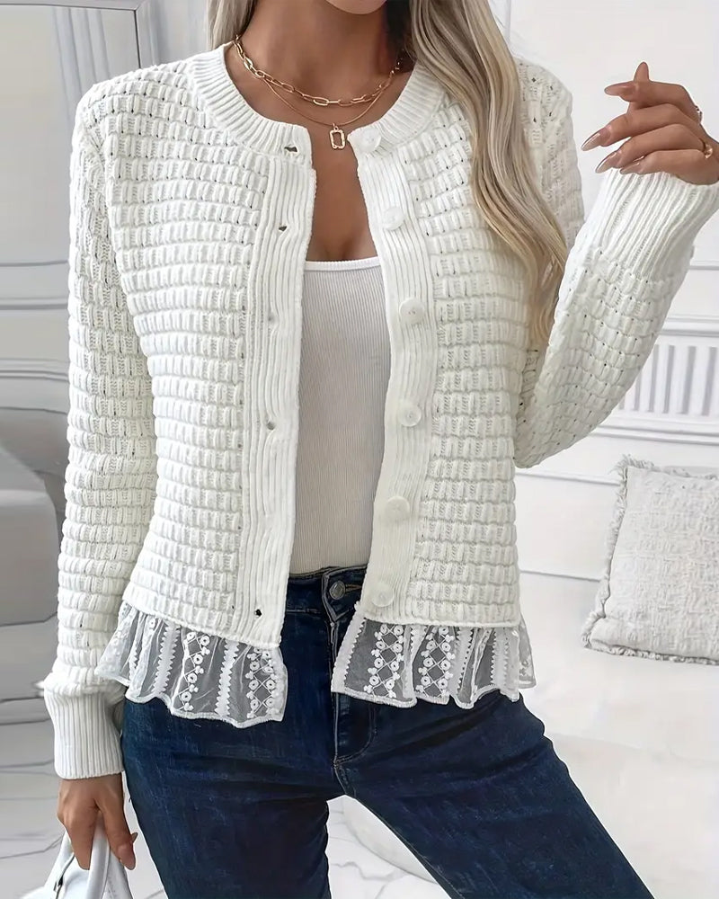 Lina Women's Sweater | Long Sleeves with Lace Panels 0