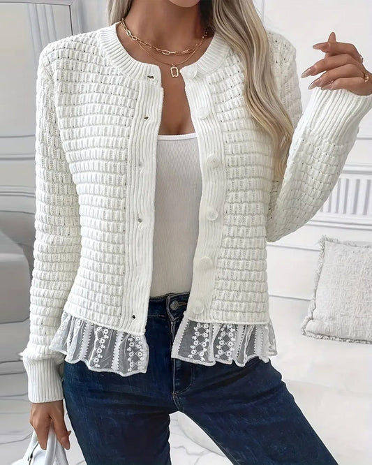 Lina Women's Sweater | Long Sleeves with Lace Panels 0