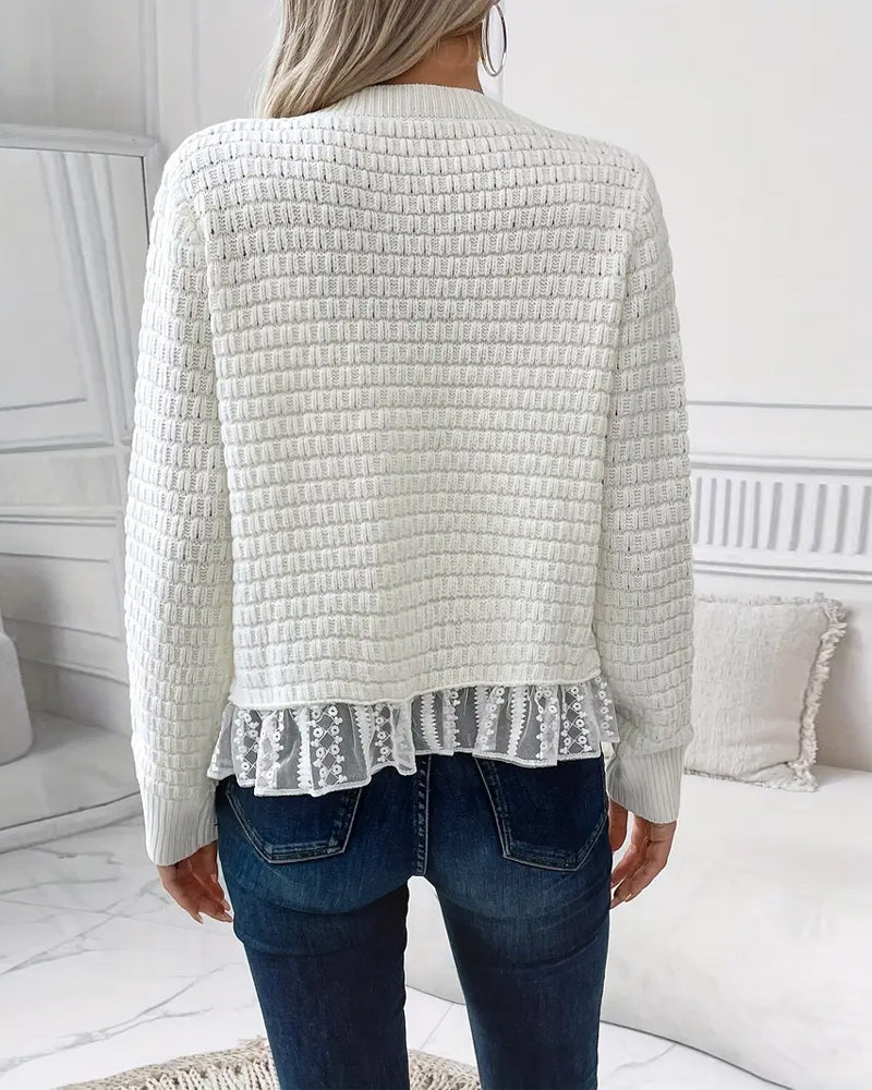 Lina Women's Sweater | Long Sleeves with Lace Panels 3