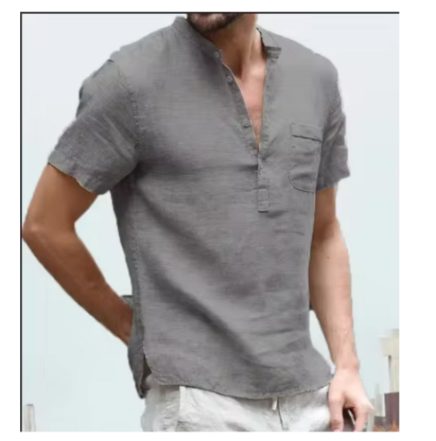 Lina Women's T-Shirt | Airy Linen, Chic V-Neck with Chest Pocket 0