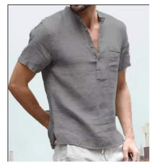 Lina Women's T-Shirt | Airy Linen, Chic V-Neck with Chest Pocket 0