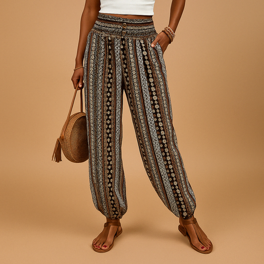 Liora | Stylish High-Waisted Pants with Boho Flair for Women 0