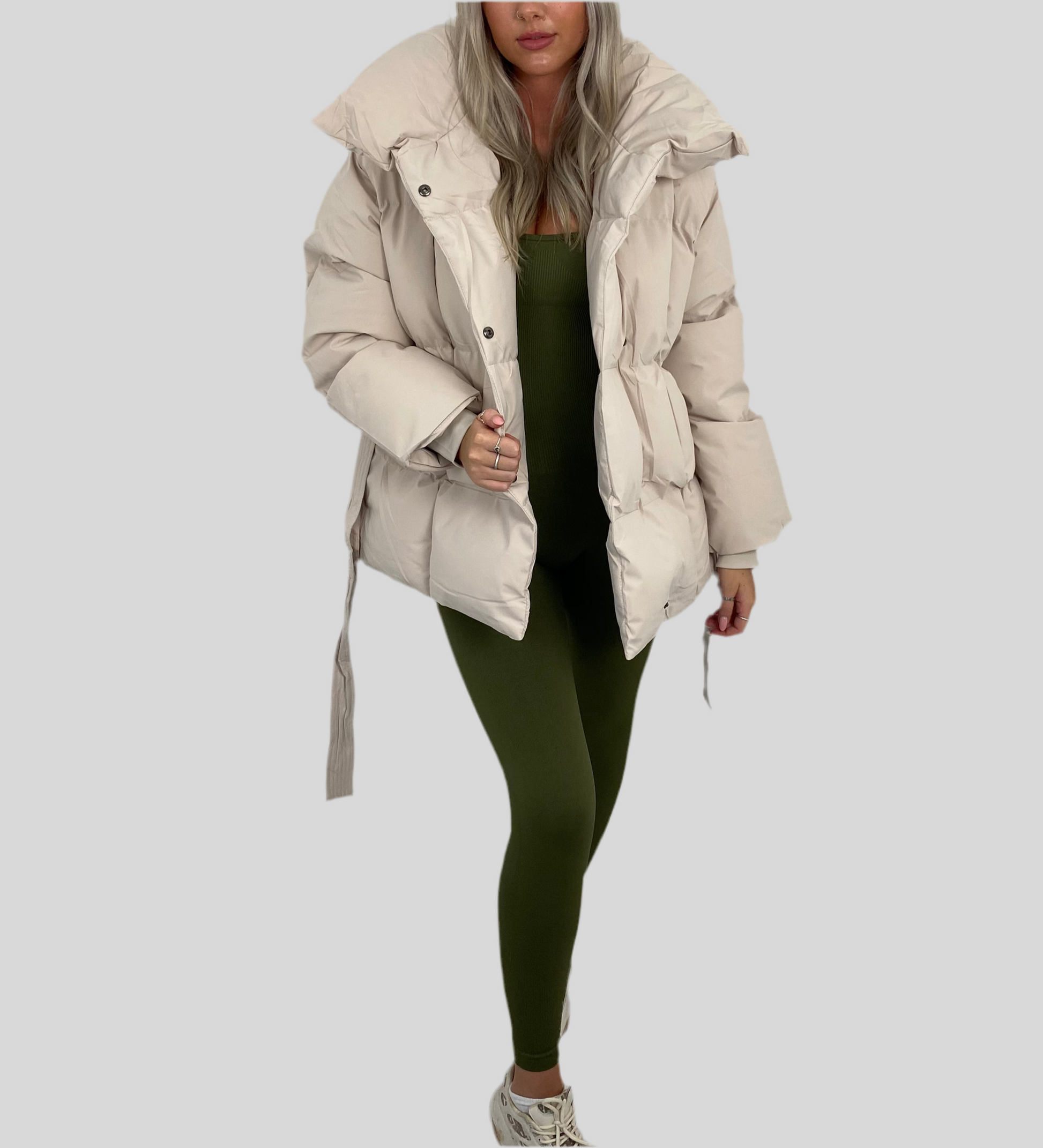 Livia Women's Coat | Cropped Puffer with Belt, Trendy Design 4