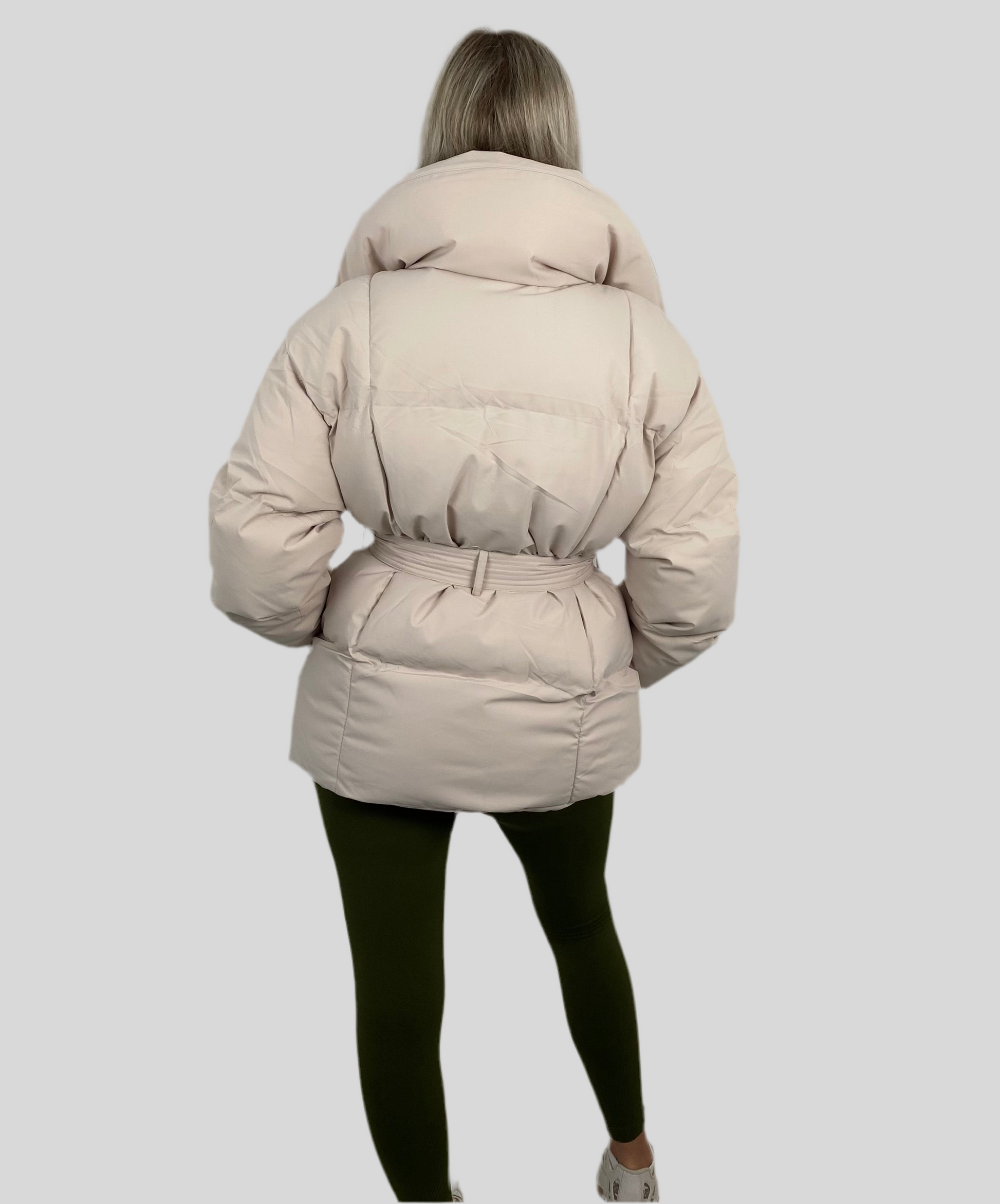 Livia Women's Coat | Cropped Puffer with Belt, Trendy Design 5