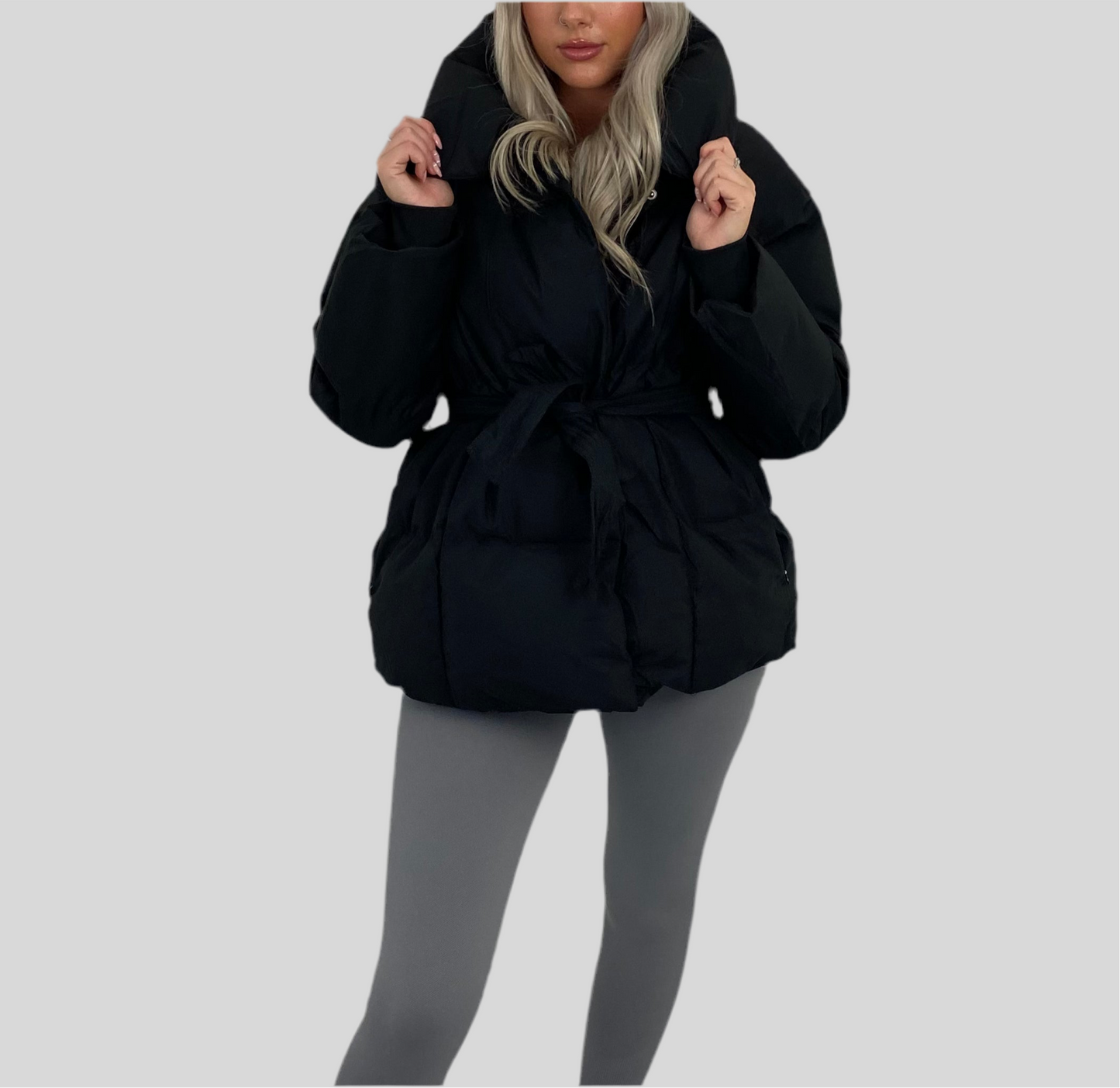 Livia Women's Coat | Cropped Puffer with Belt, Trendy Design 6