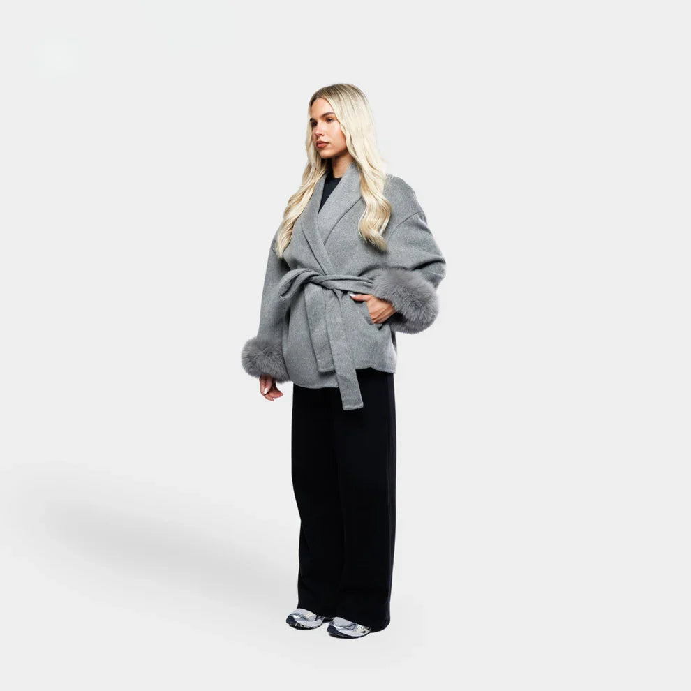 Livia Women's Winter Coat | Sleeves, Elegant Tie Belt 2
