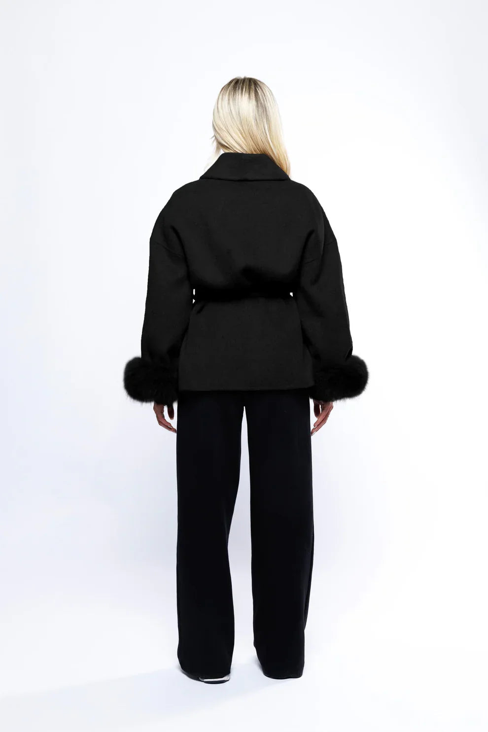 Livia Women's Winter Coat | Sleeves, Elegant Tie Belt 3