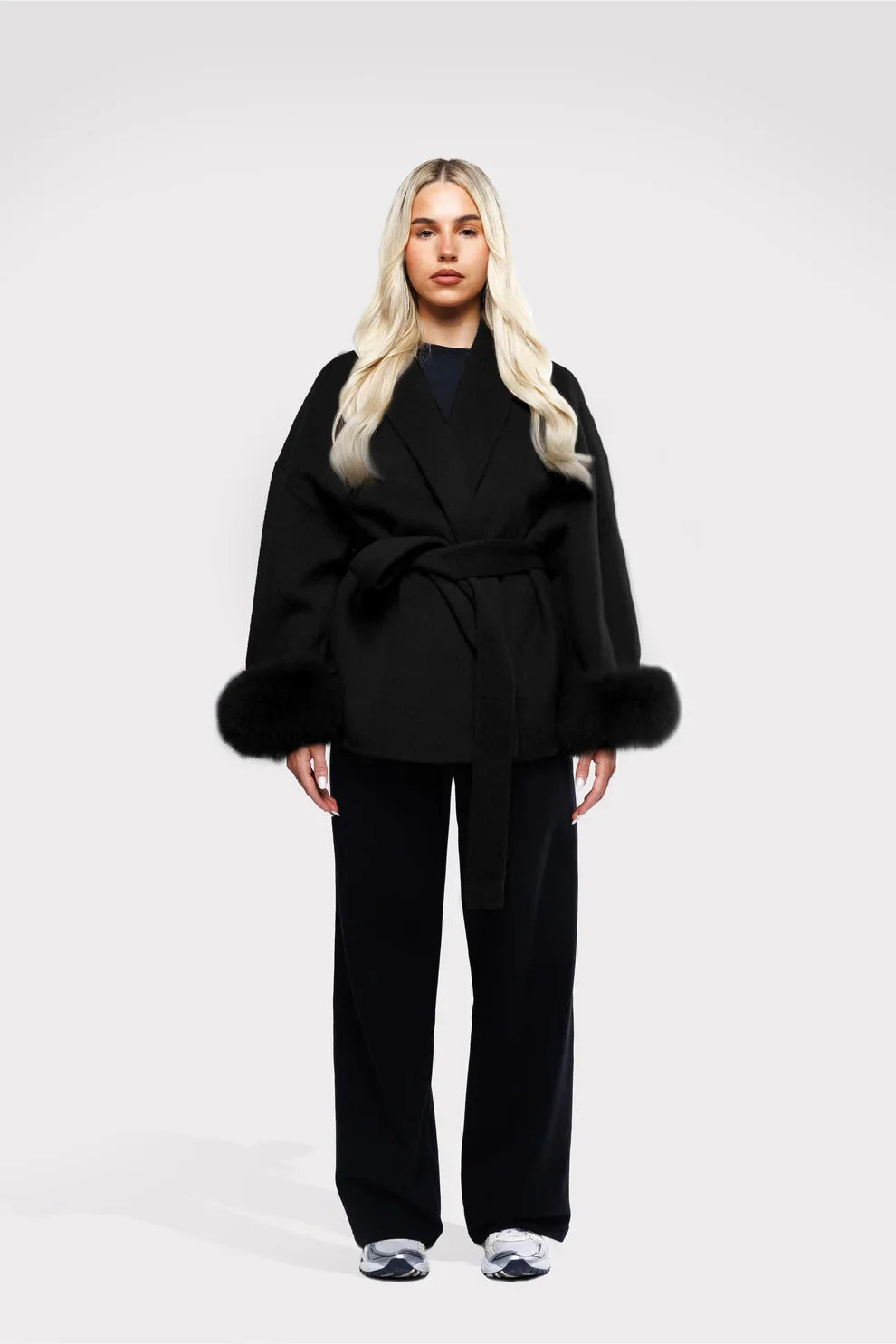 Livia Women's Winter Coat | Sleeves, Elegant Tie Belt 6