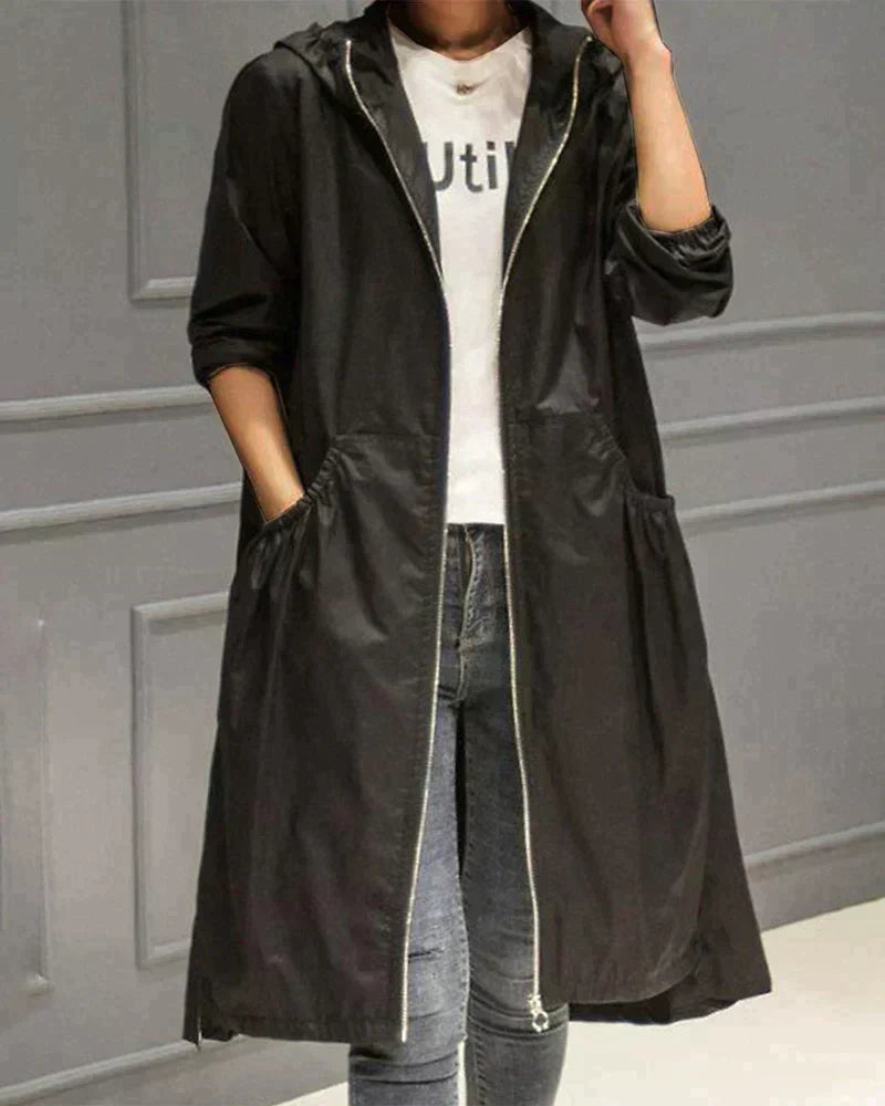 Long Rain Jacket for Women | With Hood 3