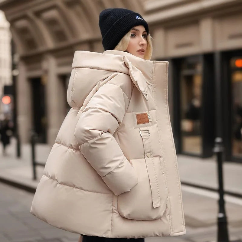 Long women's puffer winter coat with down 0