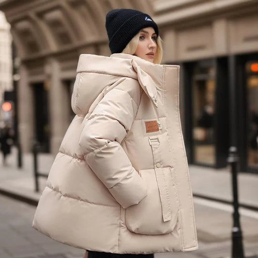Long women's puffer winter coat with down 0