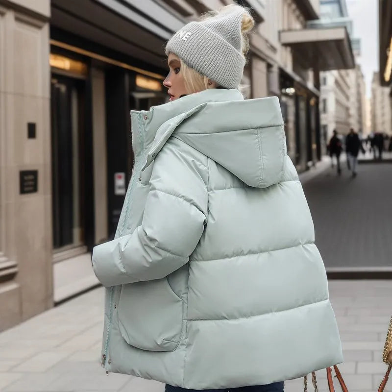 Long women's puffer winter coat with down 4