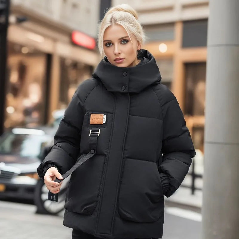 Long women's puffer winter coat with down 5