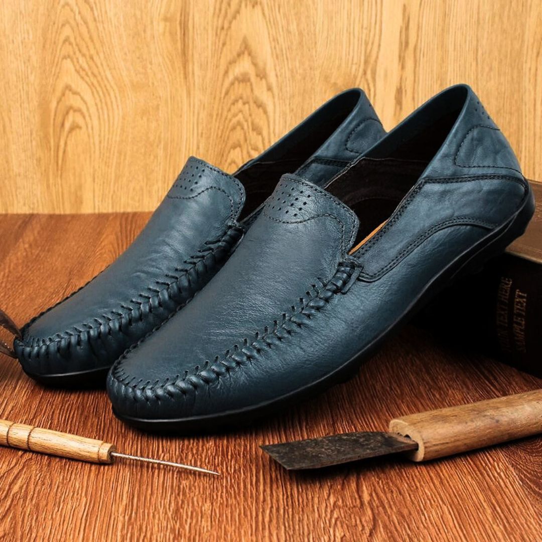 Loren Men's Loafers | Lightweight Black Leather, Casual Comfort 4