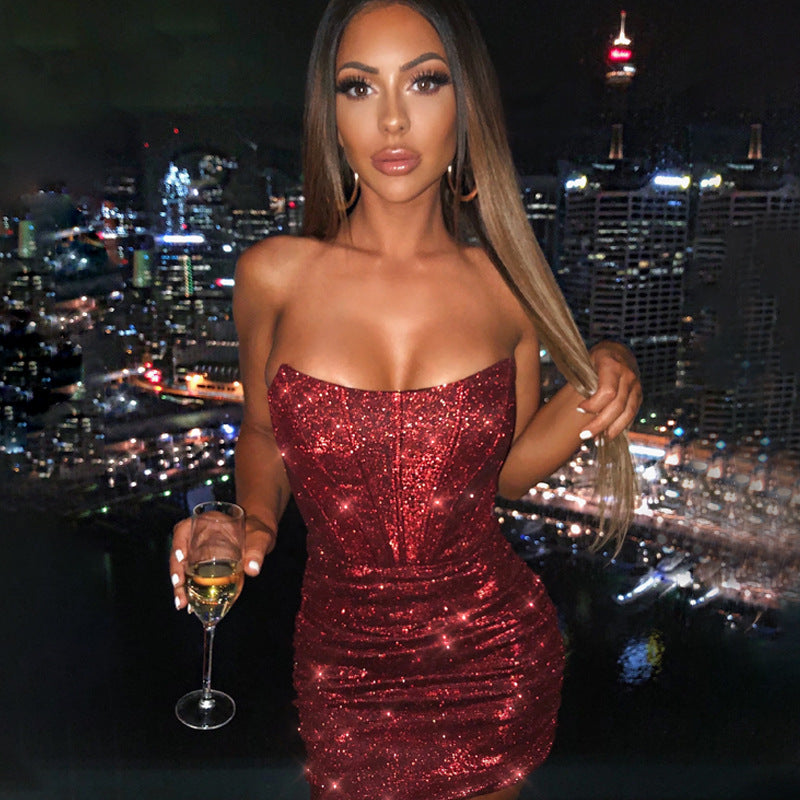 Loréna | Shiny Mini Dress with Corset Detail 3
