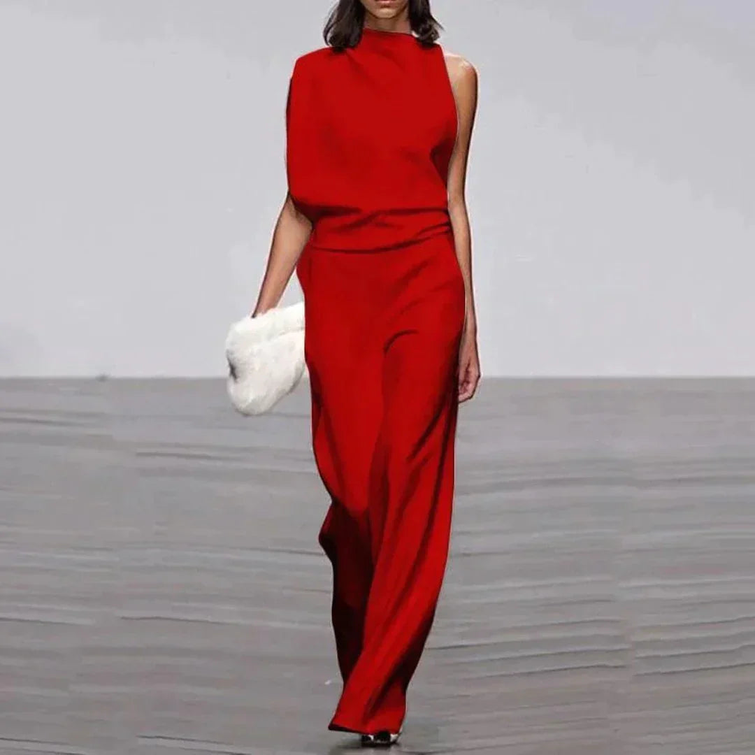 Loreva | Asymmetrical Jumpsuit with High Collar and Off-Shoulder 2