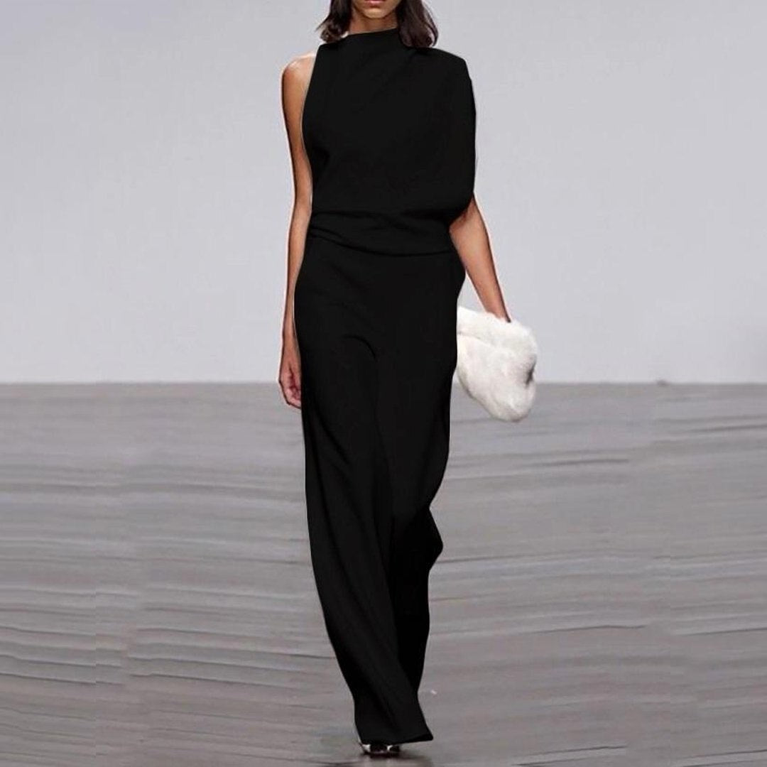 Loreva | Asymmetrical Jumpsuit with High Collar and Off-Shoulder 3