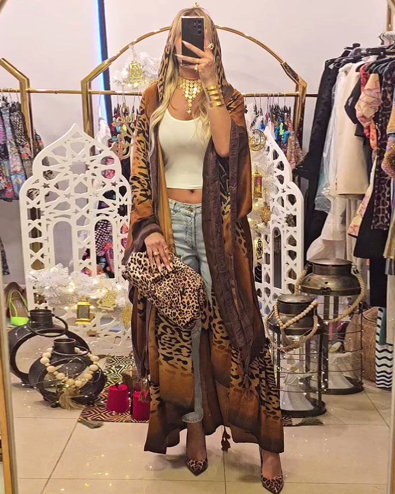 Luna Batwing Sleeve Coat | Leopard Print 0
