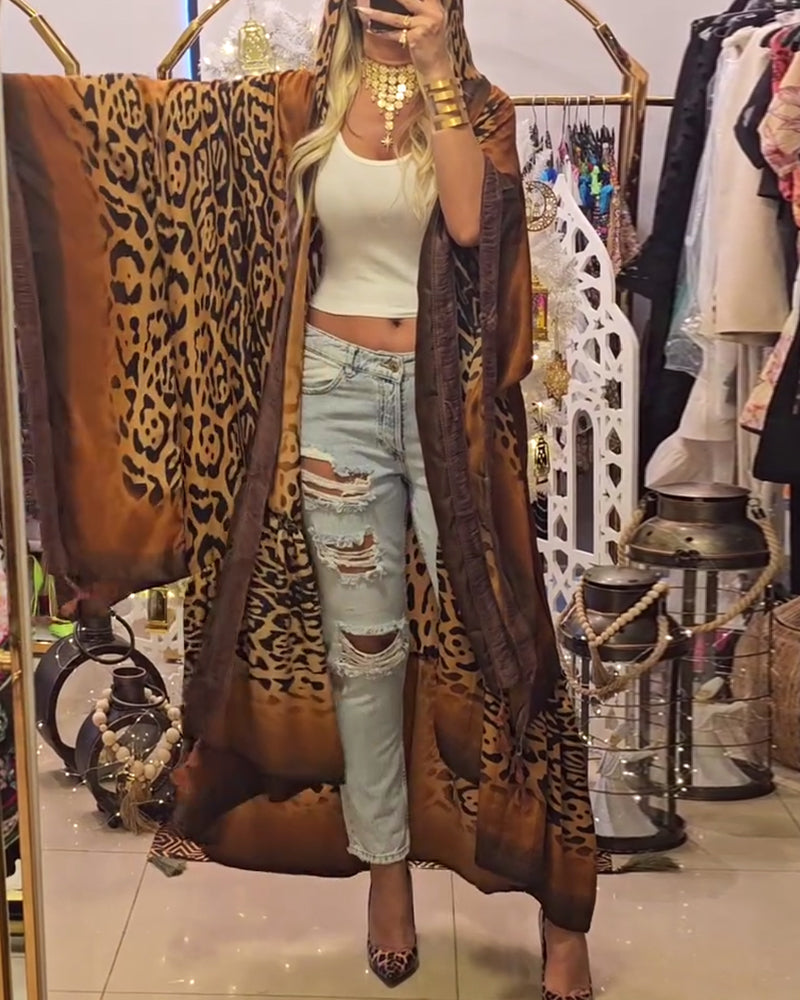 Luna Batwing Sleeve Coat | Leopard Print 2