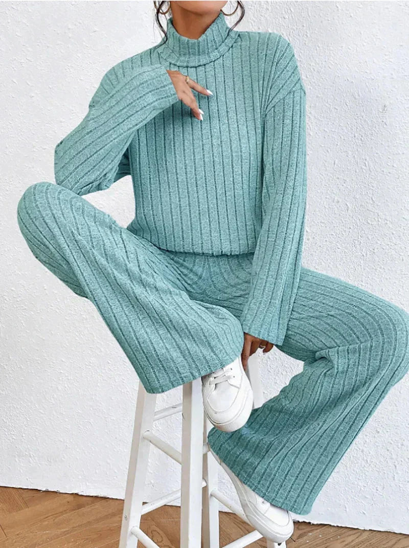 Lunette | Striped Knitted Sweater and Trousers Set 2