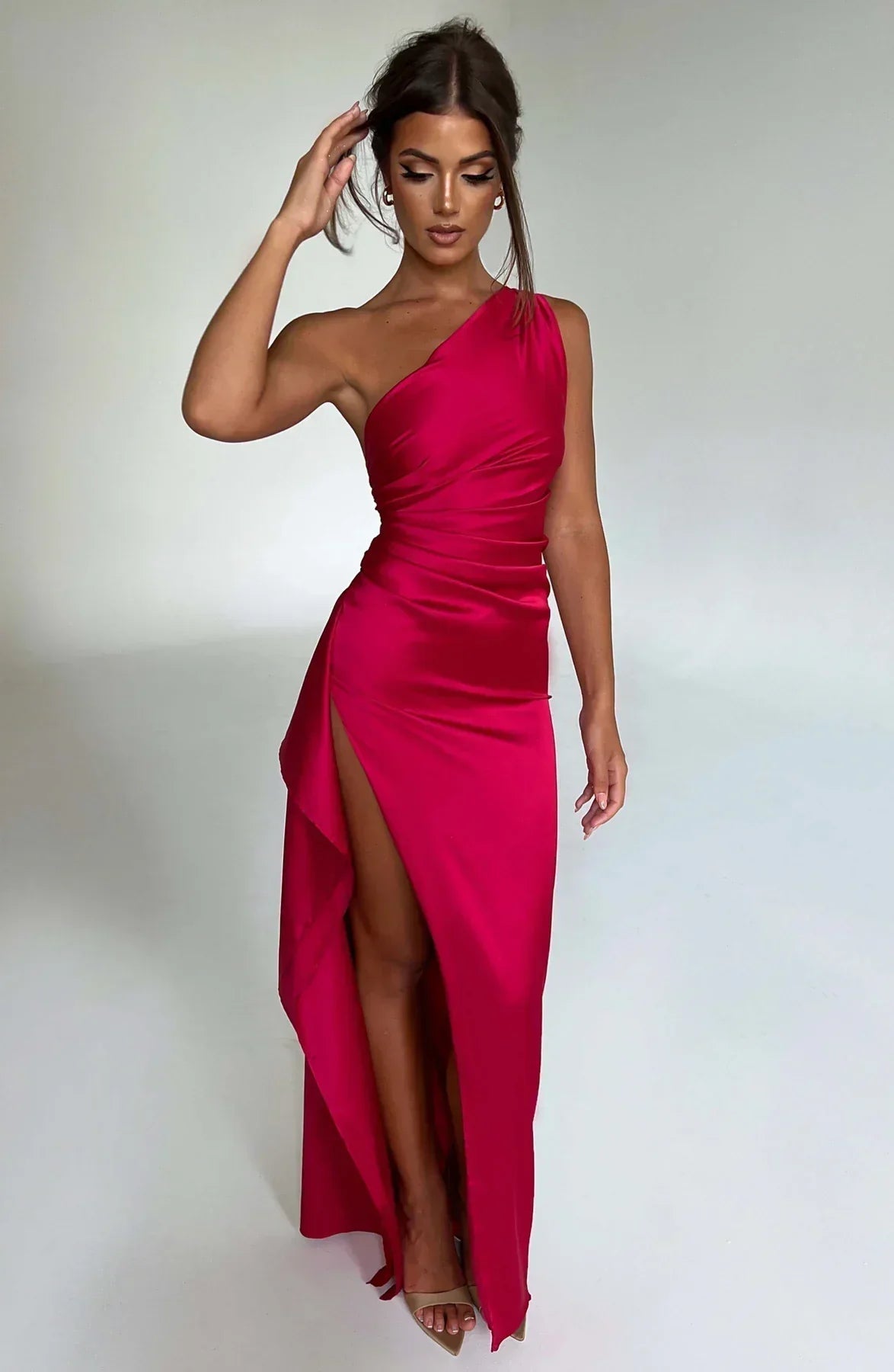 Luxury One-Shoulder Split Dress 1
