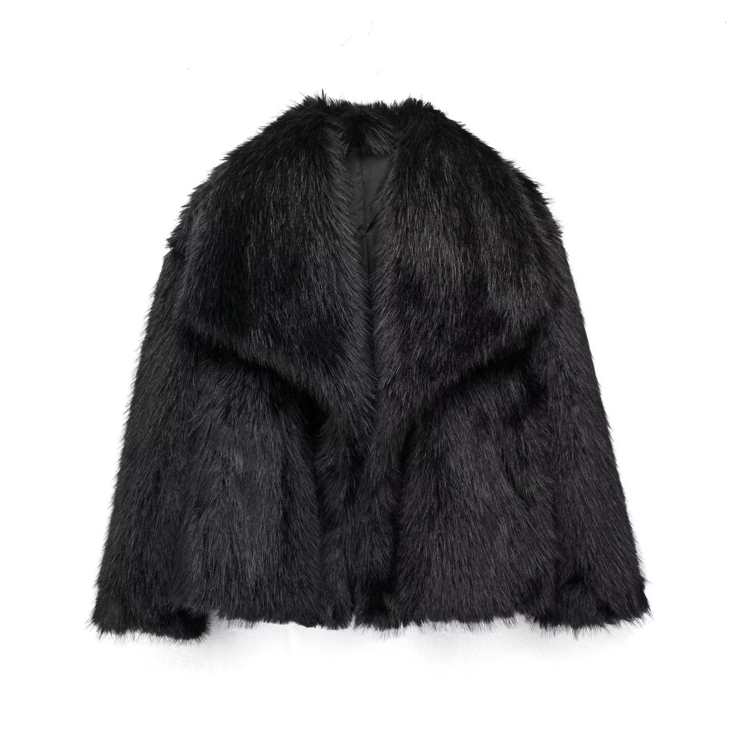 Luxury plush women's winter coat with turn-down collar | Trendy cropped style 12