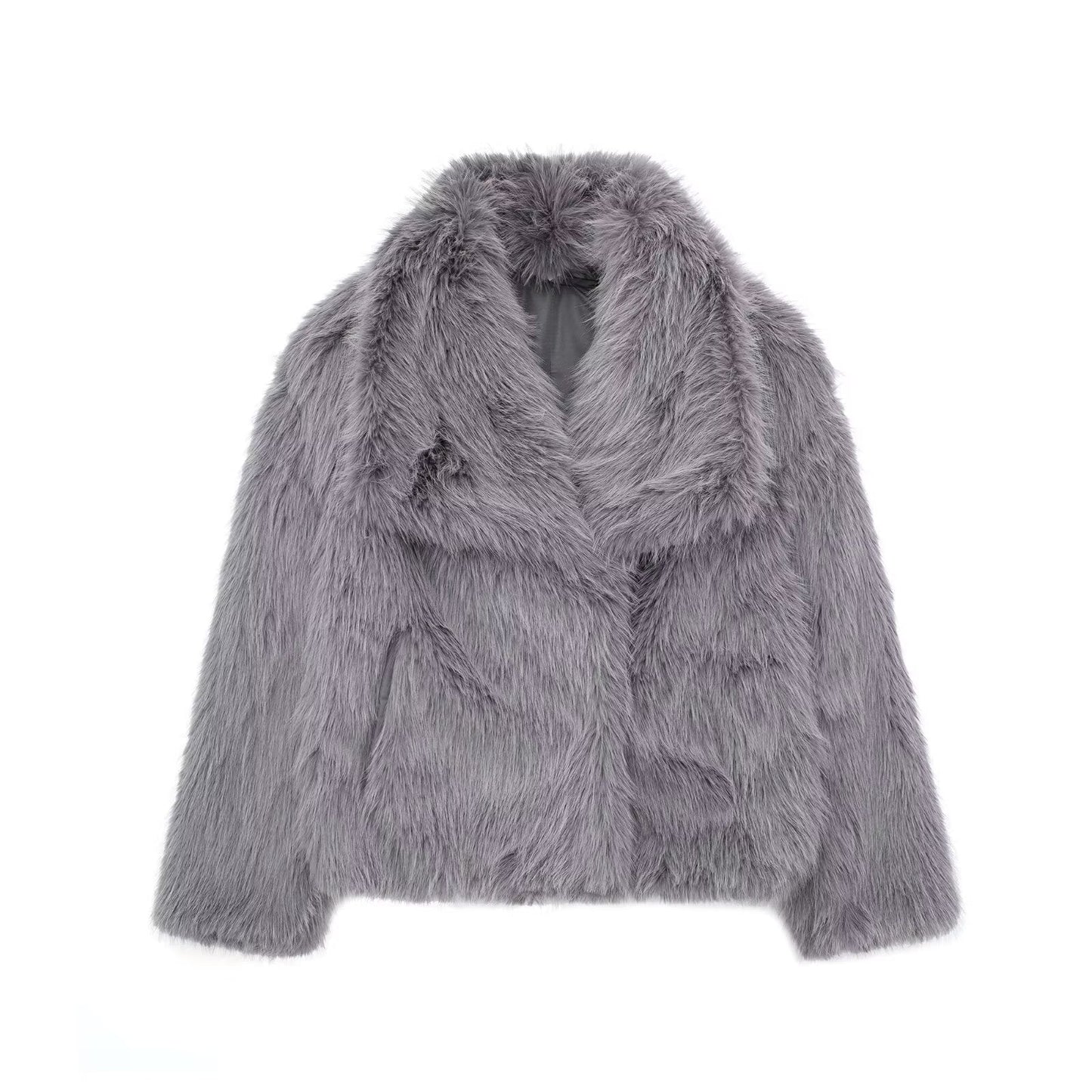 Luxury plush women's winter coat with turn-down collar | Trendy cropped style 6