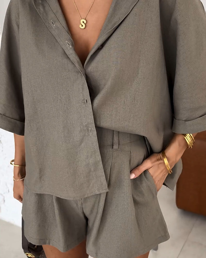 MAËLI | Airy summer set with blouse and shorts for women 3