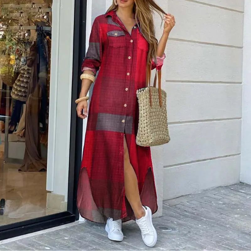 MAELYN | Maxi Denim Dress with Relaxed Fit and Shirt Collar 0