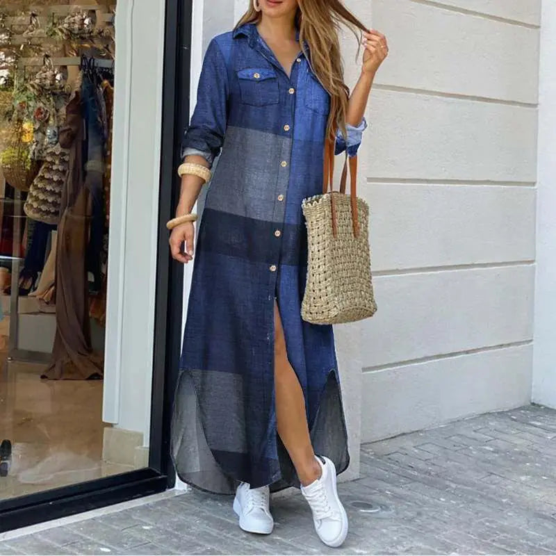 MAELYN | Maxi Denim Dress with Relaxed Fit and Shirt Collar 1