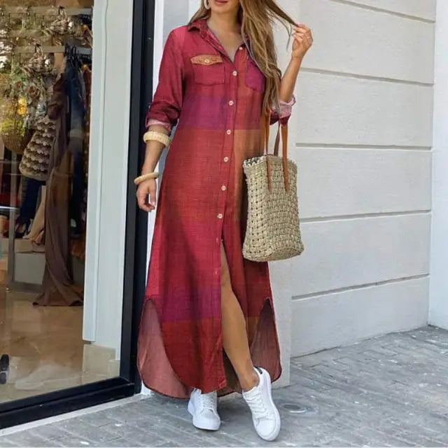 MAELYN | Maxi Denim Dress with Relaxed Fit and Shirt Collar 4