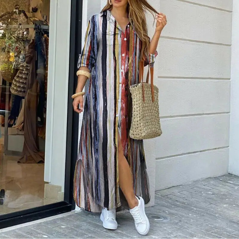 MAELYN | Maxi Denim Dress with Relaxed Fit and Shirt Collar 5