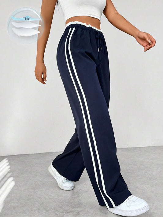 MALINA | Straight Trousers with Side Stripe and Drawstring Waist 1