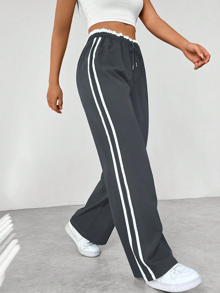 MALINA | Straight Trousers with Side Stripe and Drawstring Waist 2