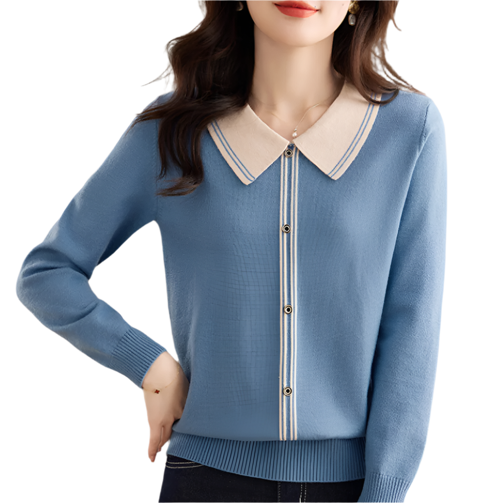 MAREN | Elegant knitted sweater with contrasting collar 2