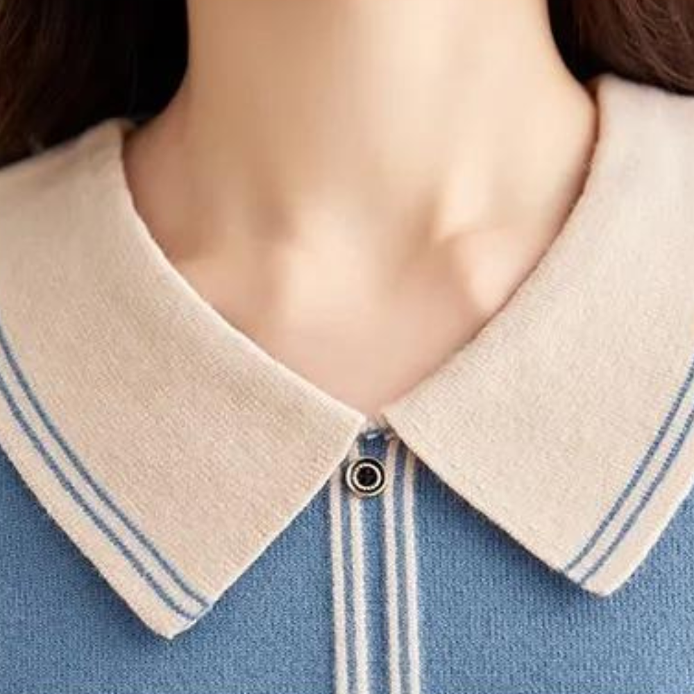 MAREN | Elegant knitted sweater with contrasting collar 3