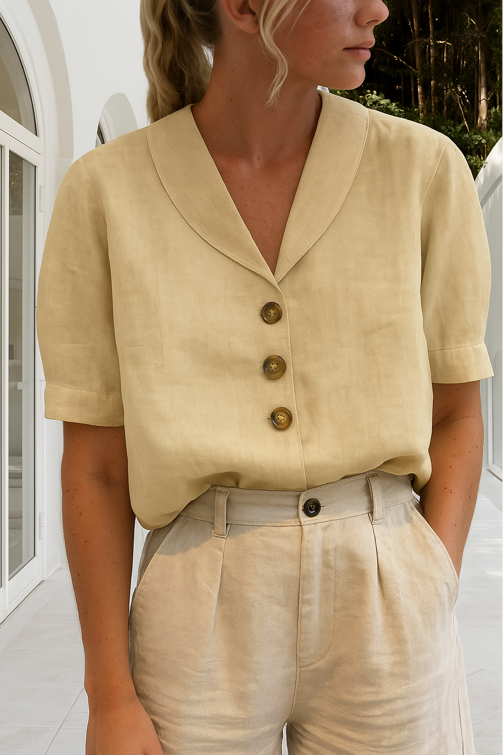 MIREYA | T-shirt with Button Details 5