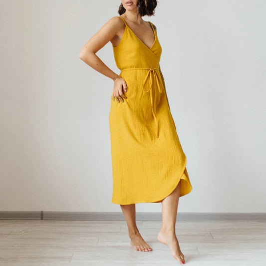 MOLLY | Sleeveless Crepe Summer Dress with V-neck 0