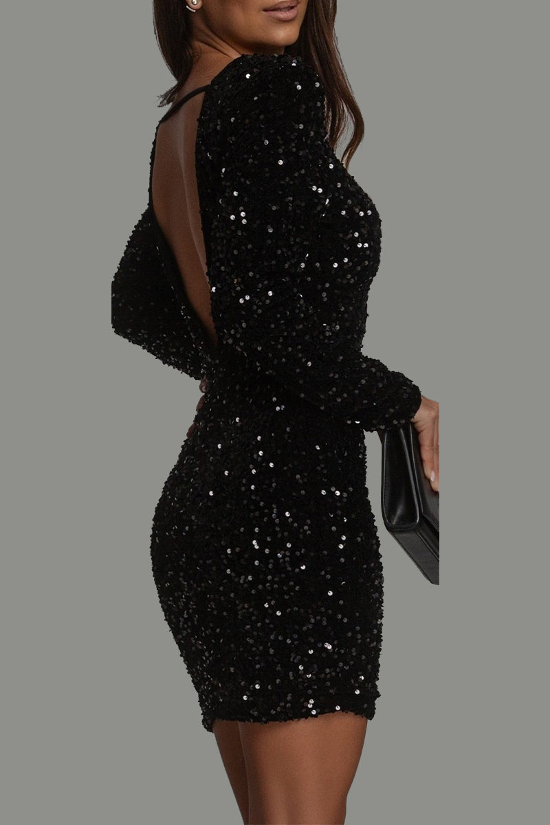 Maélia | Chic Glitter Party Dress with Open Back for Winter 1