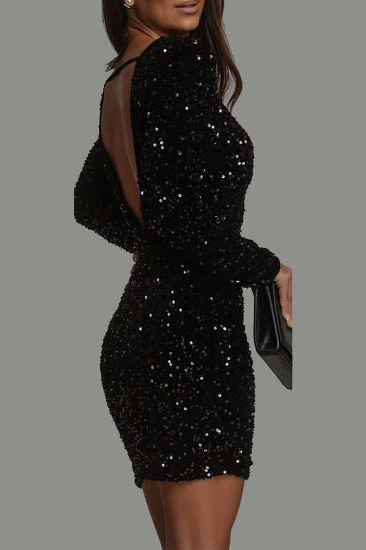 Maélia | Chic Glitter Party Dress with Open Back for Winter 1
