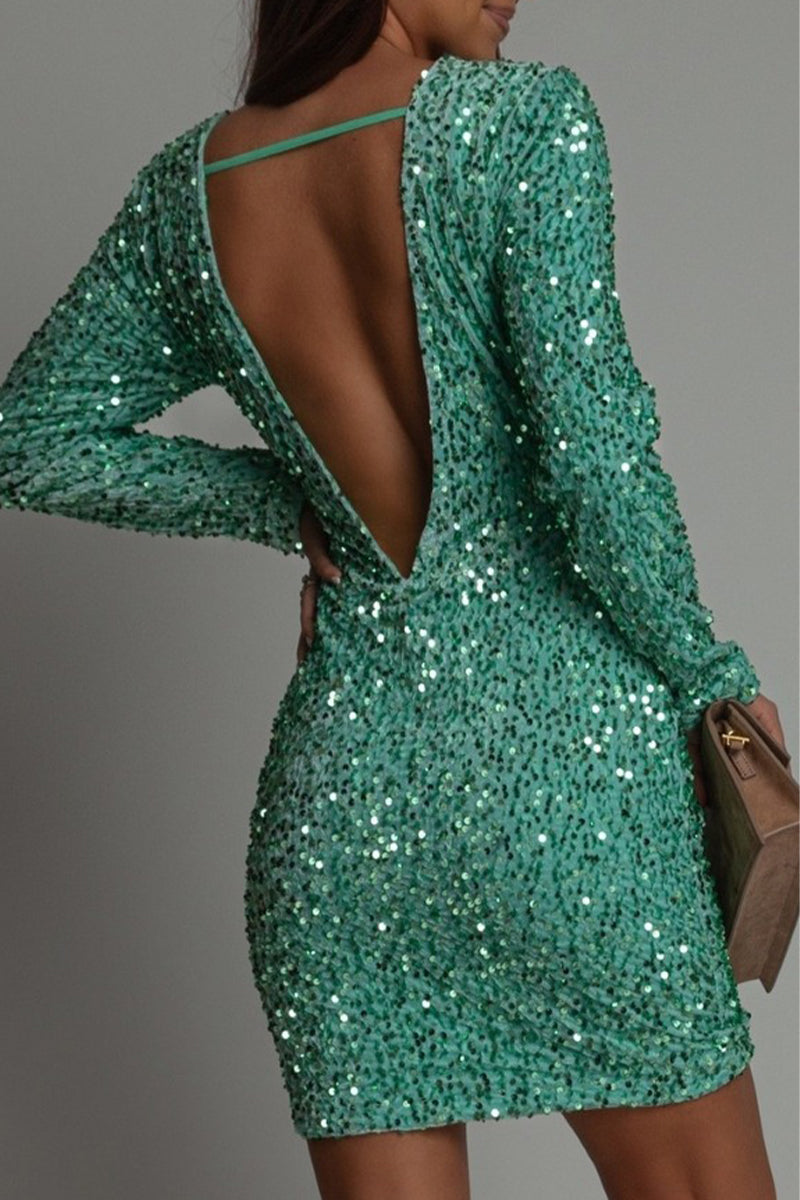 Maélia | Chic Glitter Party Dress with Open Back for Winter 2