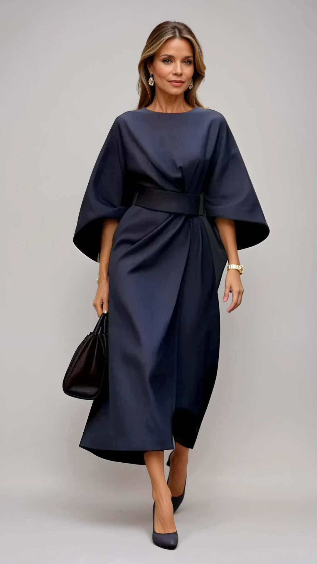 Maelina | Midi Dress with Lantern Sleeves and Elegant Waist Belt 8