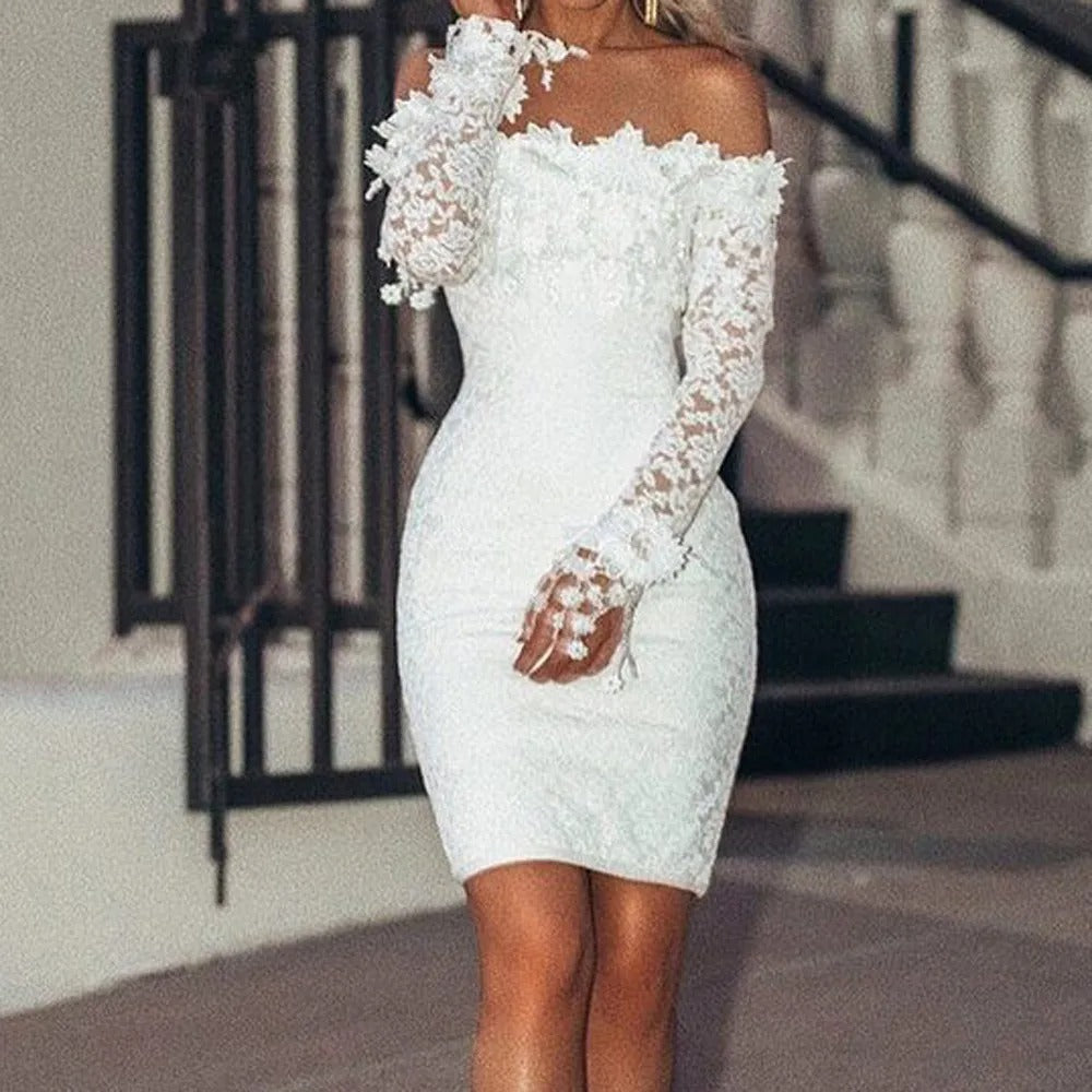 Maevina | White Lace Off-Shoulder Midi Dress 3
