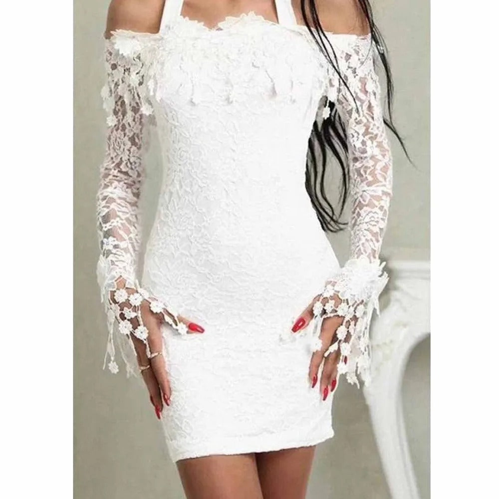 Maevina | White Lace Off-Shoulder Midi Dress 4