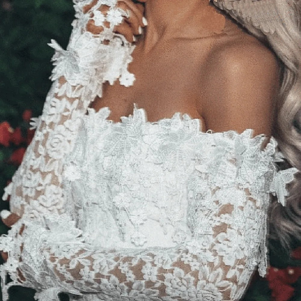 Maevina | White Lace Off-Shoulder Midi Dress 5