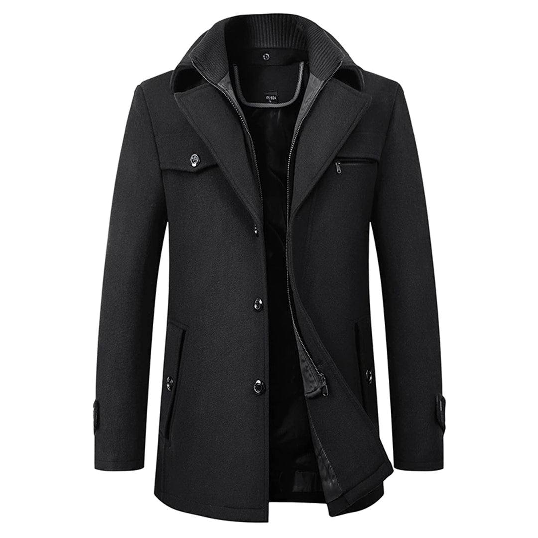 Mika Men's Trench Coat | 72% Polyester, 28% Wool, Adjustable Zipper 0