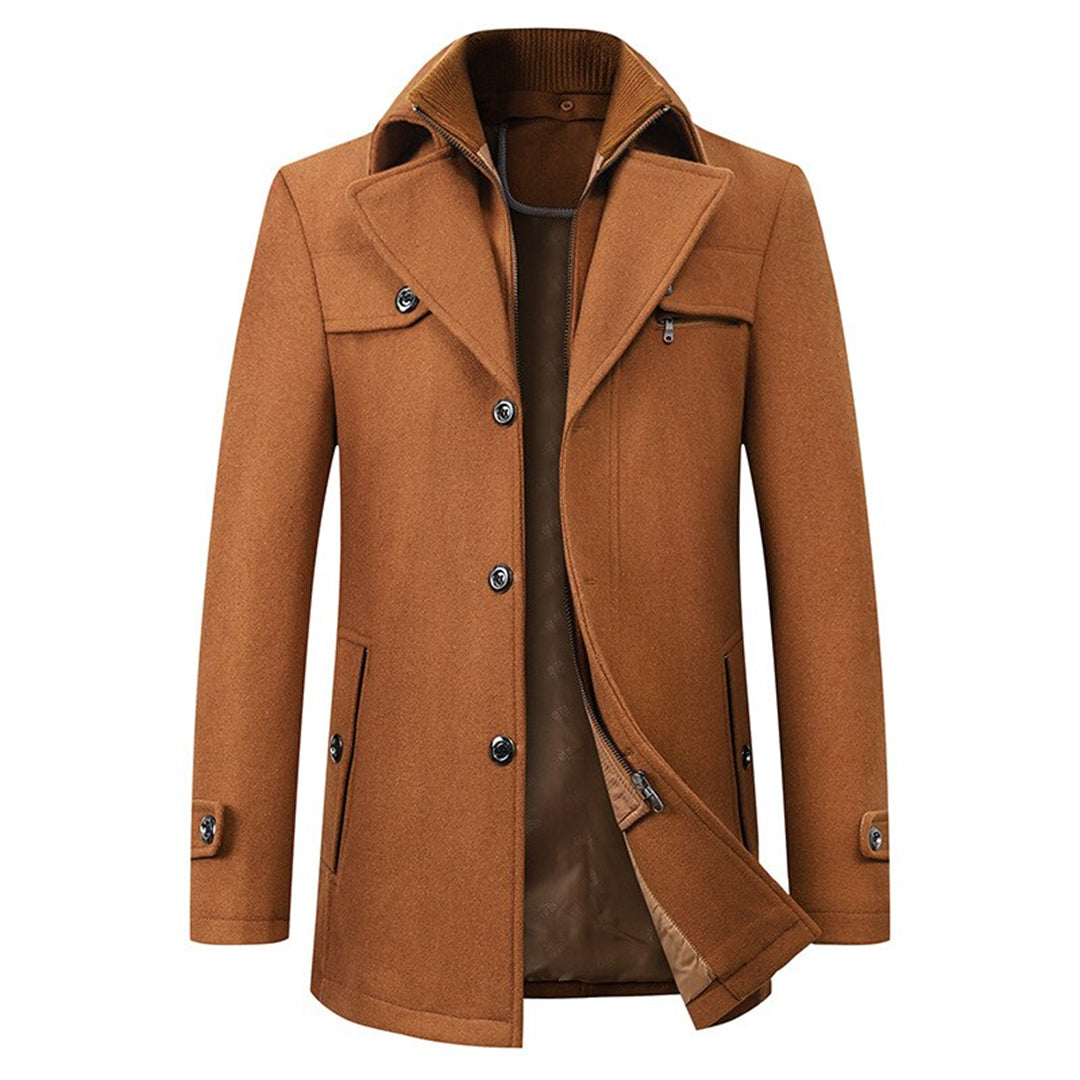 Mika Men's Trench Coat | 72% Polyester, 28% Wool, Adjustable Zipper 1
