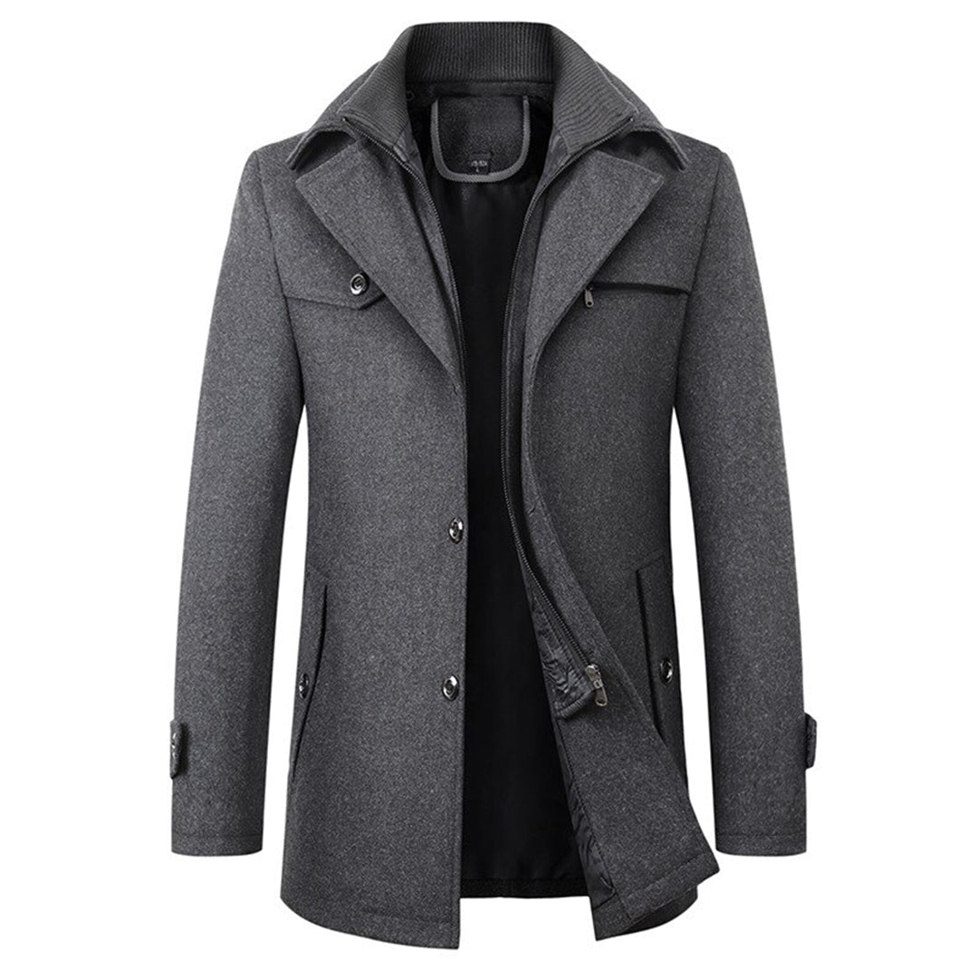 Mika Men's Trench Coat | 72% Polyester, 28% Wool, Adjustable Zipper 2